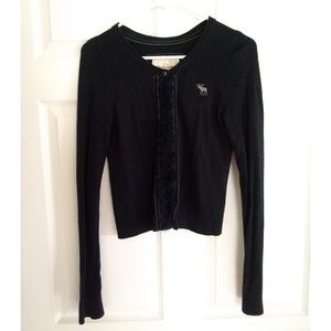 Navy Ruffle Cardigan Abercrombie & Fitch